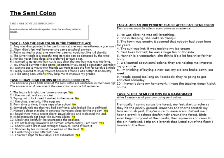 Understanding and Using Semicolons | PDF