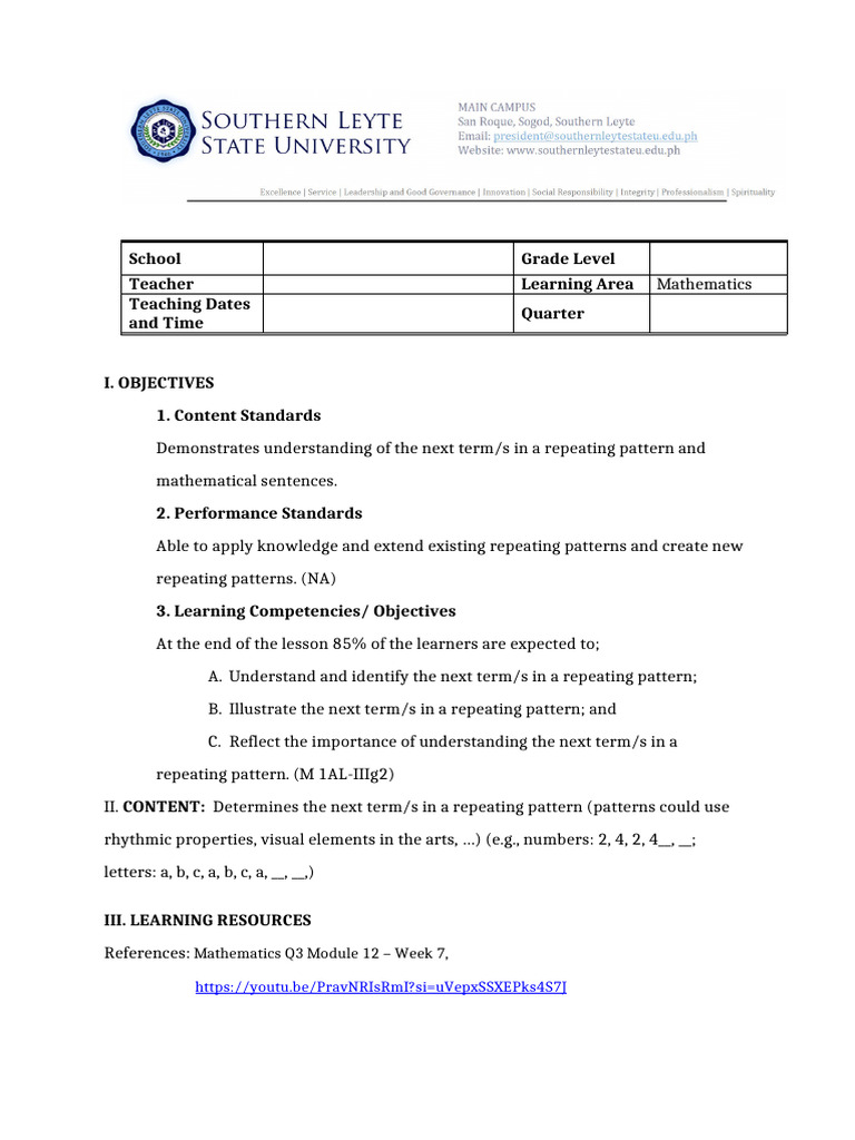 Understanding Repeating Patterns in Math | PDF