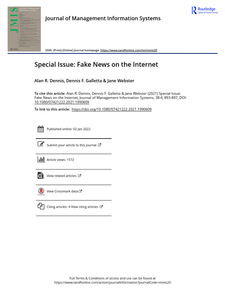 Special Issue Fake News On The Internet | PDF | Bias | News
