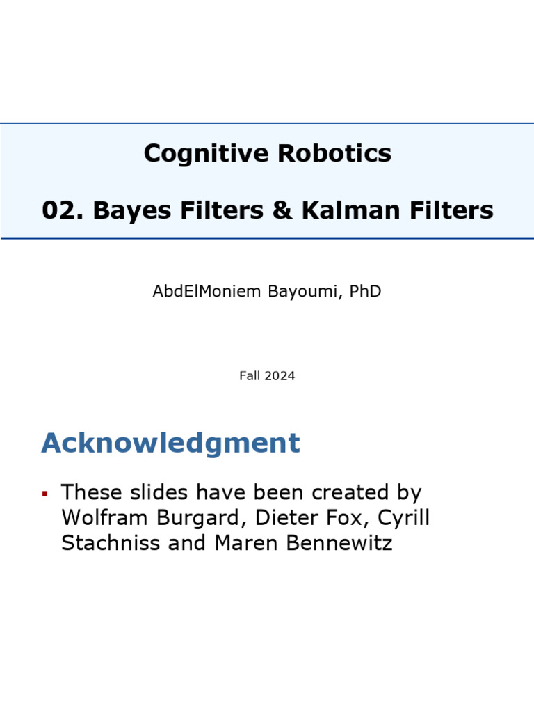 CR 02 Bayes Kalman Filters | PDF | Kalman Filter | Statistical Theory