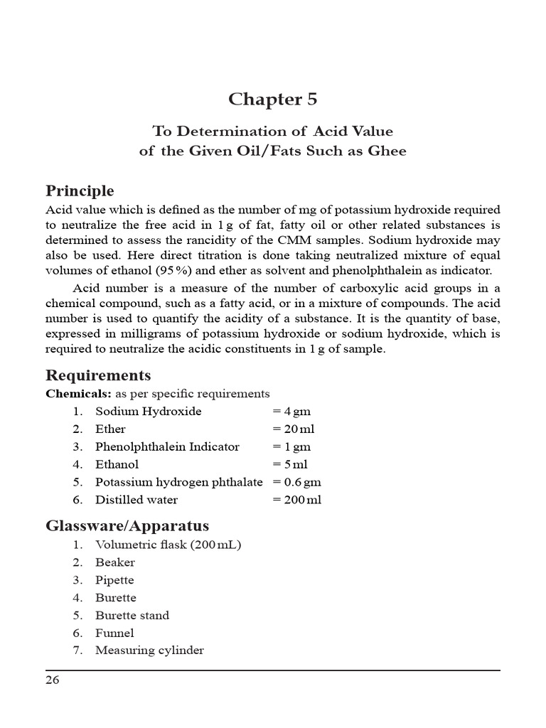 Acid Value Determination of Ghee | PDF | Titration | Chemistry