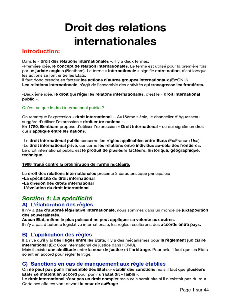 Droit des relations internationales expliqué | PDF | Diplomatie ...