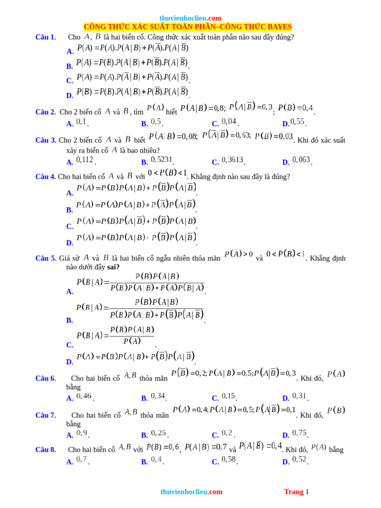 Thuvienhoclieu 40 cau trac nghiem cong thuc xac suat toan phan cong