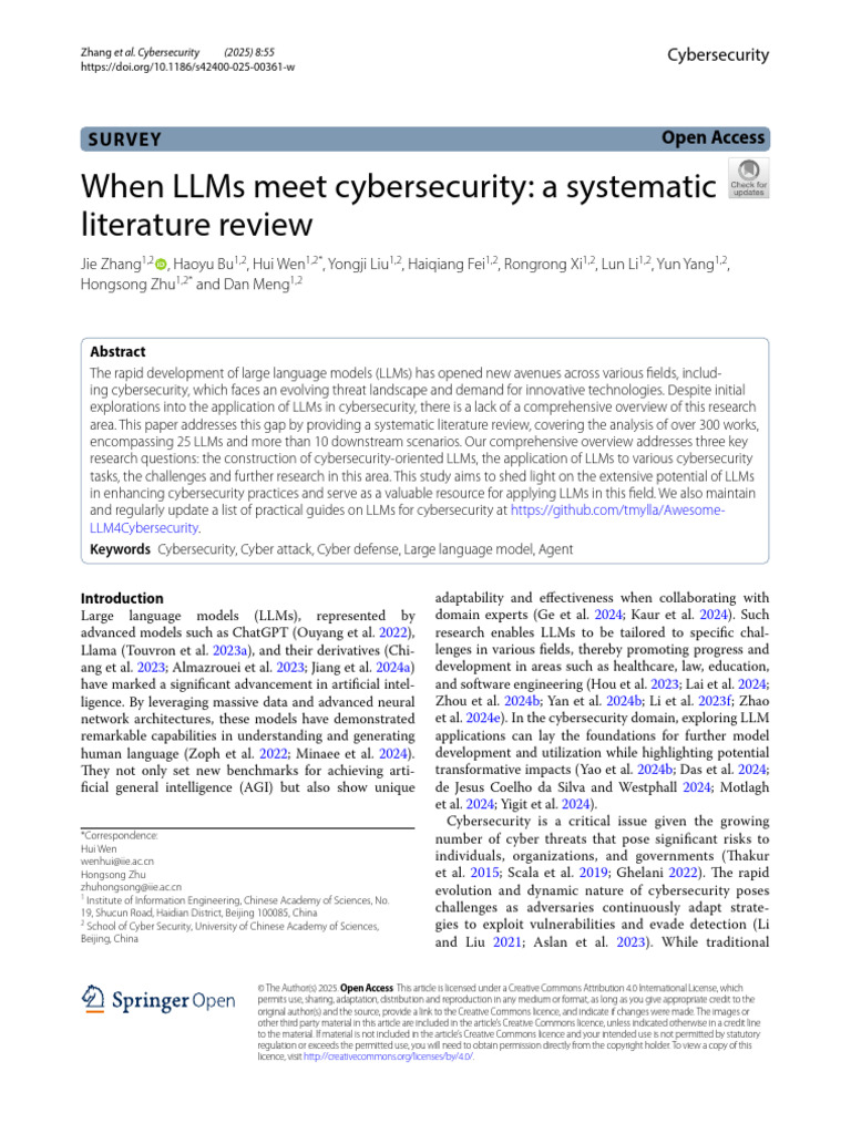 LLMs in Cybersecurity: A Systematic Review | PDF | Computer Security ...