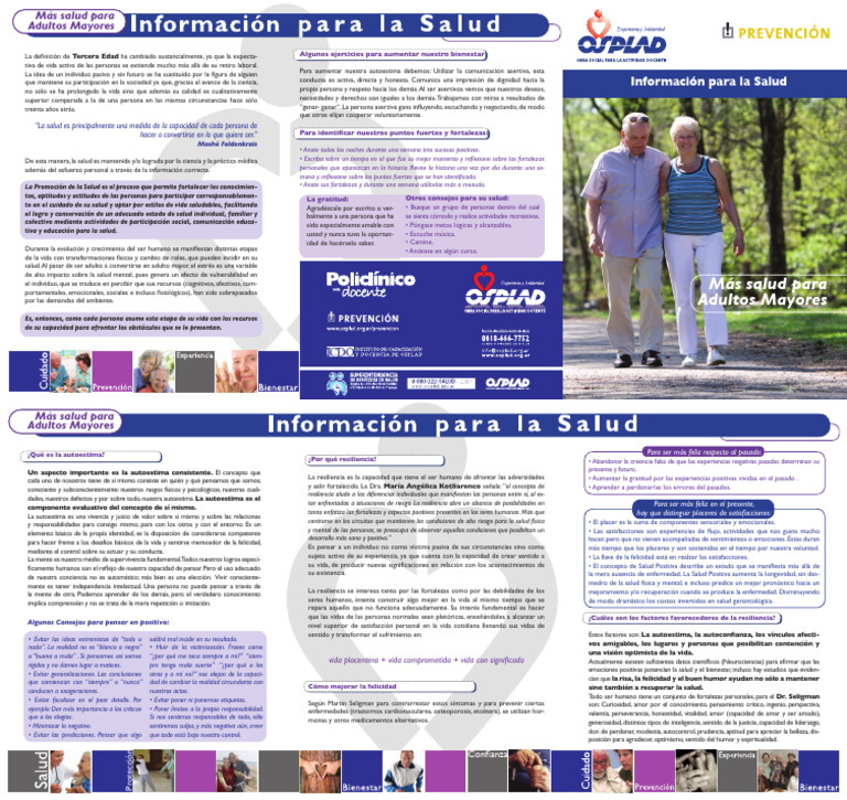Salud y Bienestar en Adultos Mayores | PDF | Adultos | Resiliencia ...