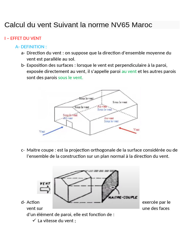 Calcul du Vent selon la Norme NV65 | PDF | Pression | Plaie