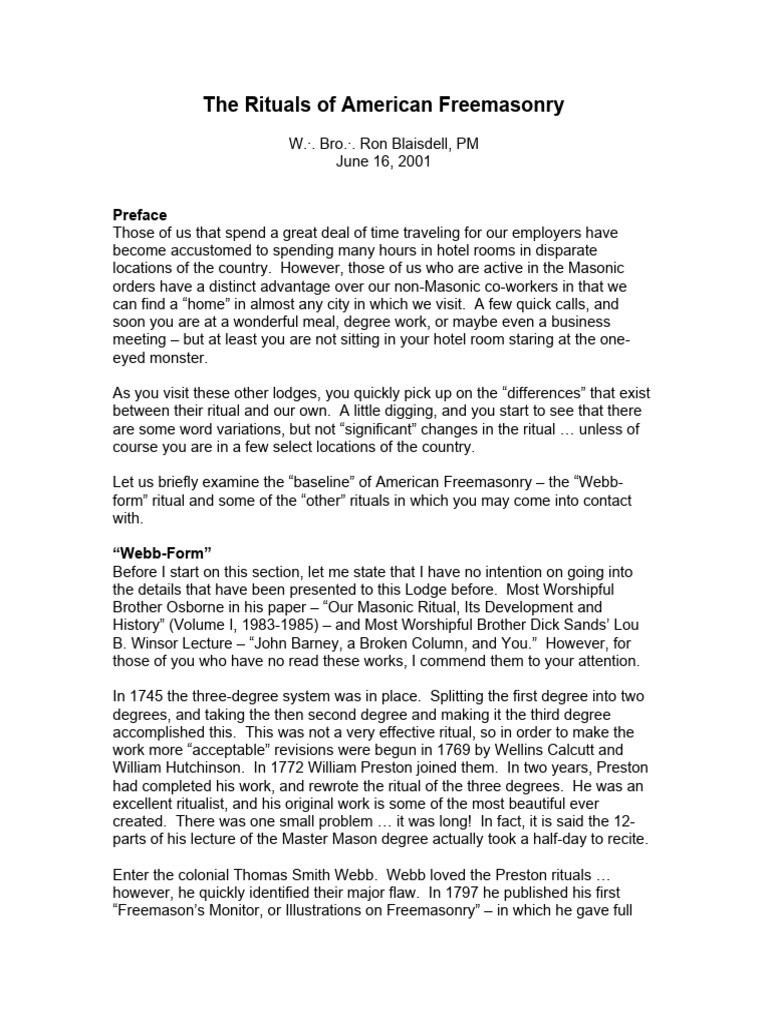 Overview of American Masonic Rituals | PDF | Freemasonry | Guild