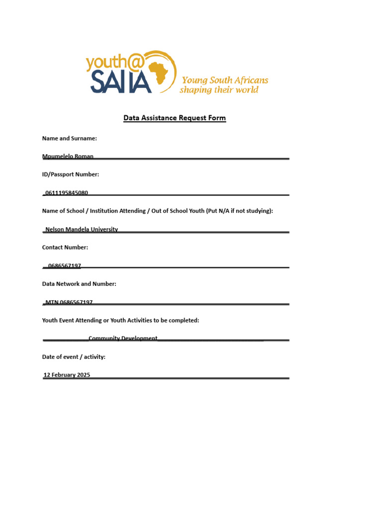 Data Assistance Request | PDF