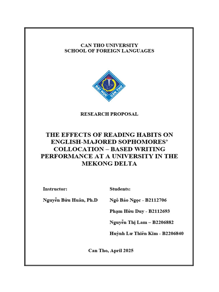 Final Proposal | PDF | English As A Second Or Foreign Language ...