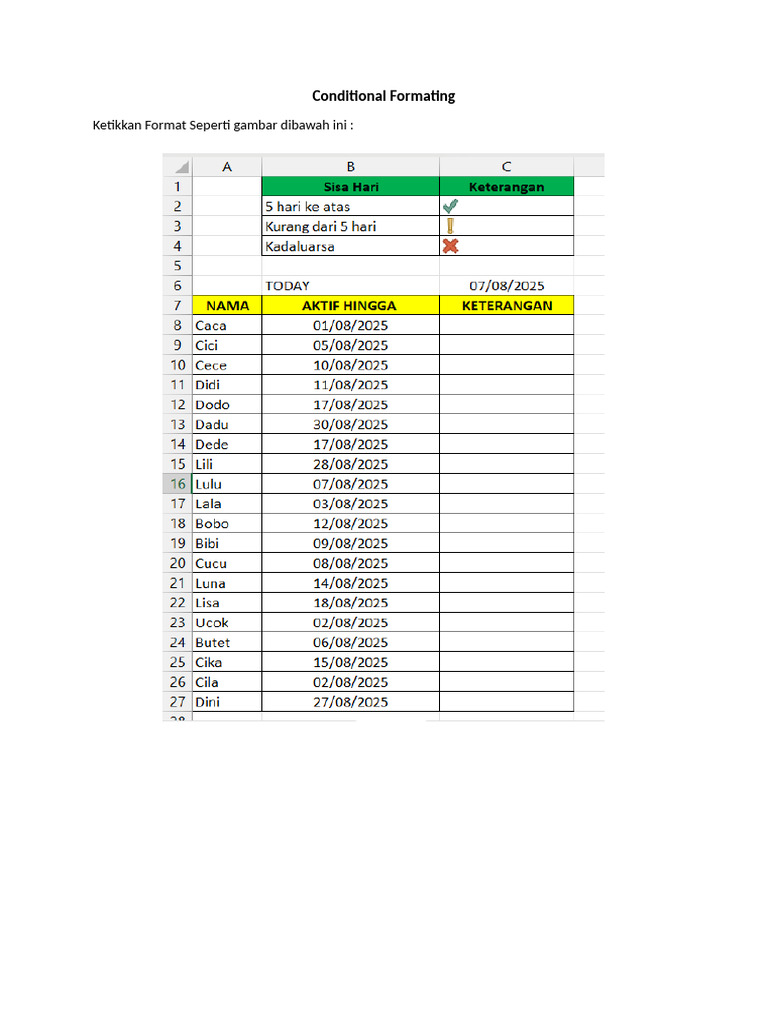 Panduan Format Bersyarat Excel | PDF