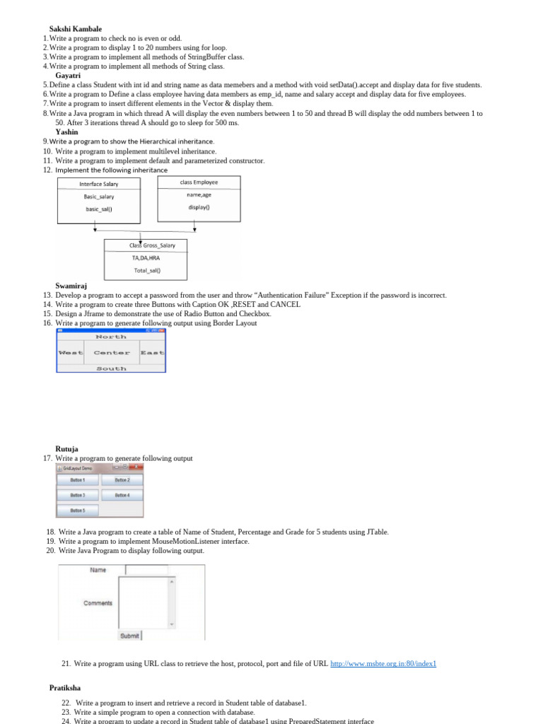 Java Practical Exam Questions Guide | PDF | Constructor (Object ...