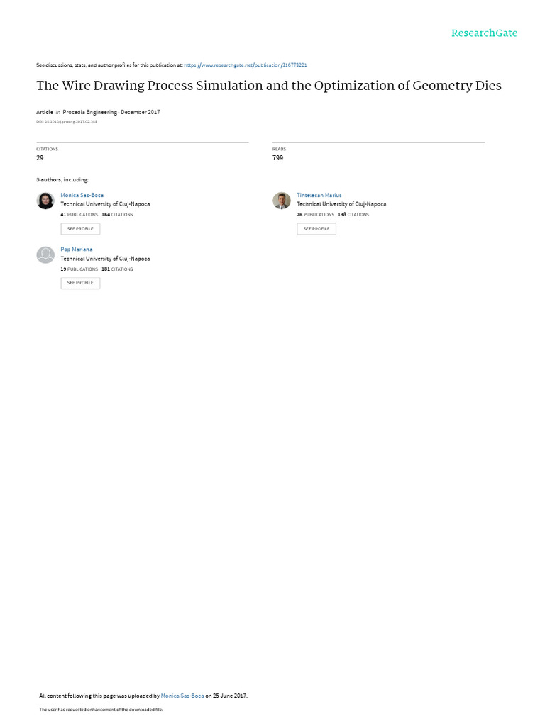 The Wire Drawing Process Simulation and The Optimi | PDF | Academic ...