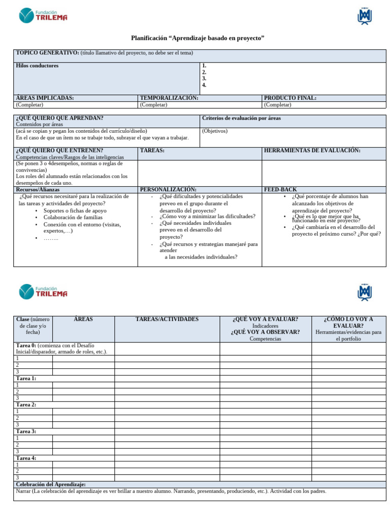 Plantilla Planificación ABP | PDF | Aprendizaje | Plan de estudios