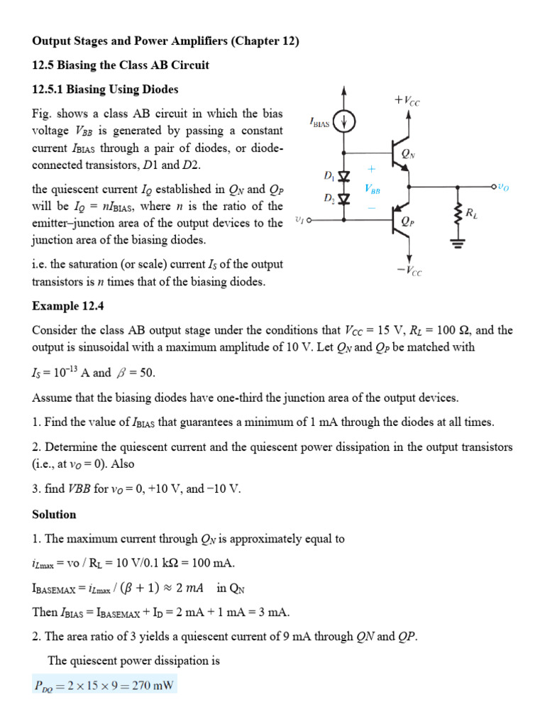 Class AB Circuit Biasing Techniques | PDF | Amplifier | Operational ...