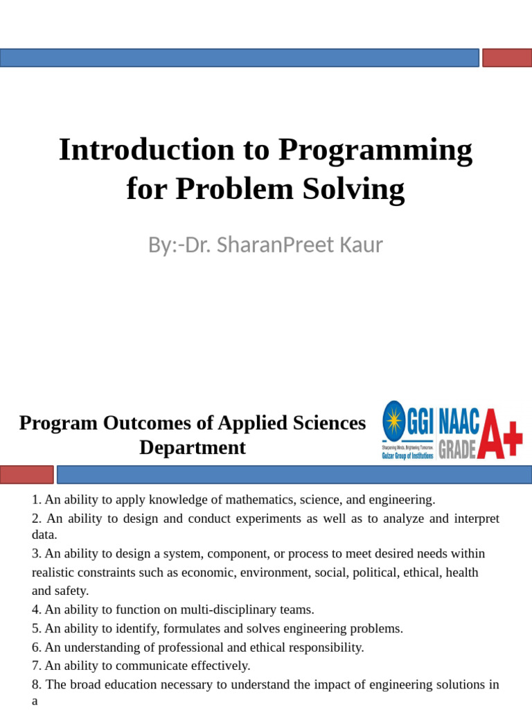 Programming Fundamentals for Problem Solving | PDF | Computer Data ...