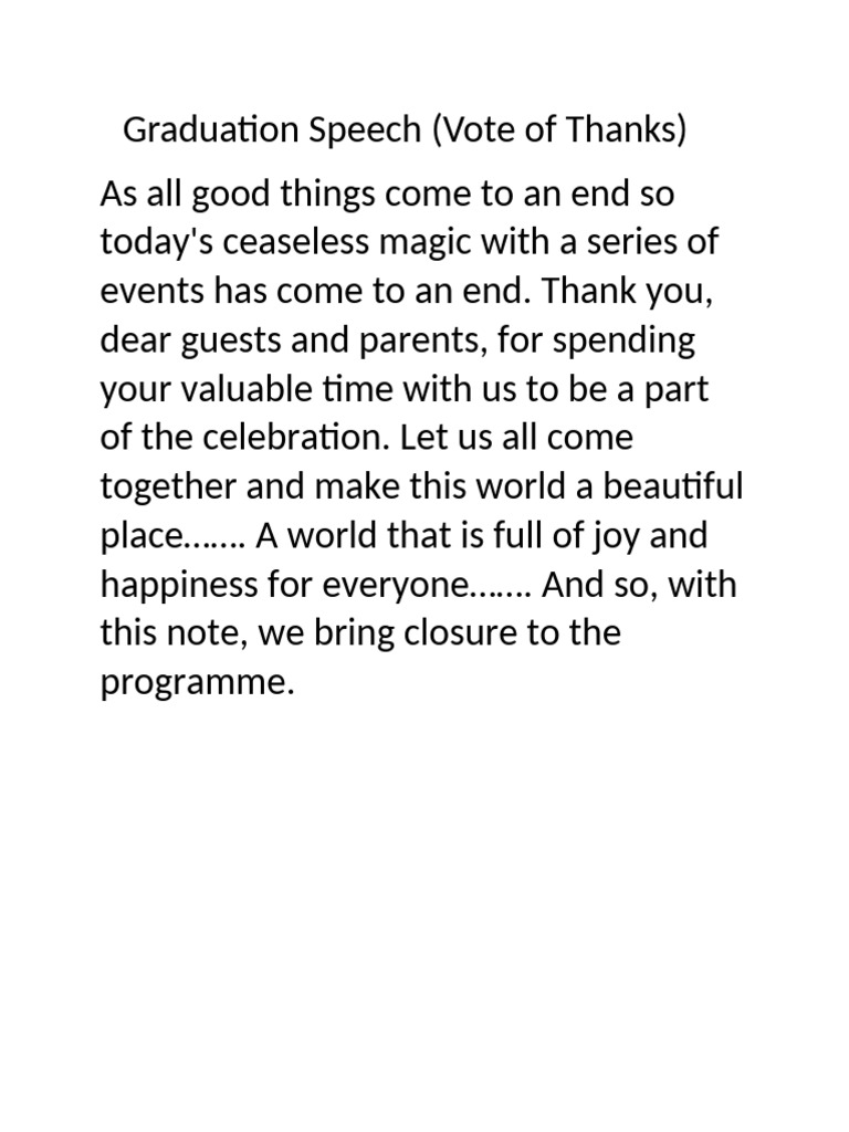 Closing Remarks for Graduation Ceremony | PDF