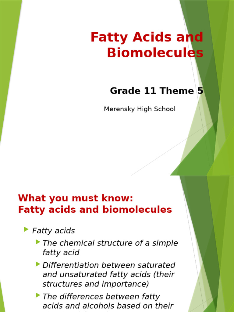 Understanding Fatty Acids and Biomolecules | PDF | Lipid | Fatty Acid