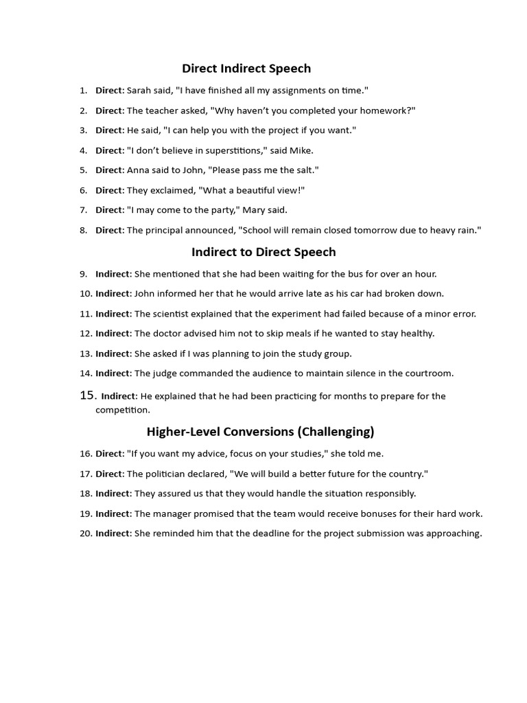 Grade 9 Reported Speech Examples | PDF