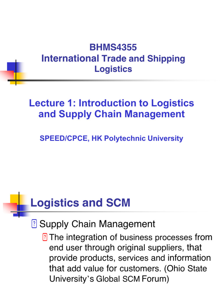 Introduction to Logistics and SCM | PDF | Warehouse | Procurement
