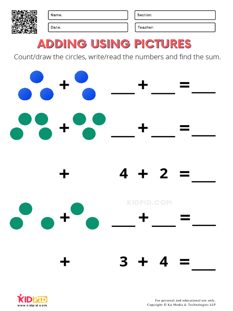 Grade 1 Picture Addition Worksheets | PDF