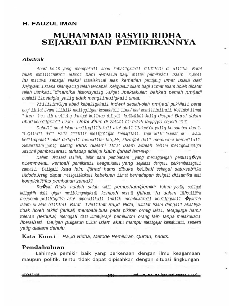 Muhammad Rasyid Ridha Sejarah Dan Pemikirannya | PDF