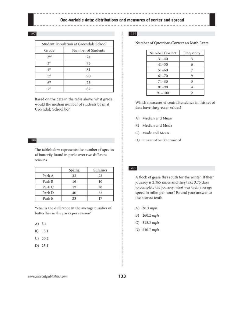One-Variable Data Analysis Techniques | PDF | Mean | Sampling (Statistics)