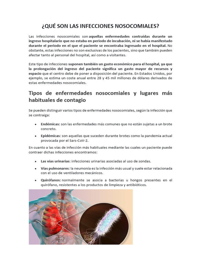 QUÉ SON LAS INFECCIONES NOSOCOMIALES (1) | PDF | Infección | Infección ...