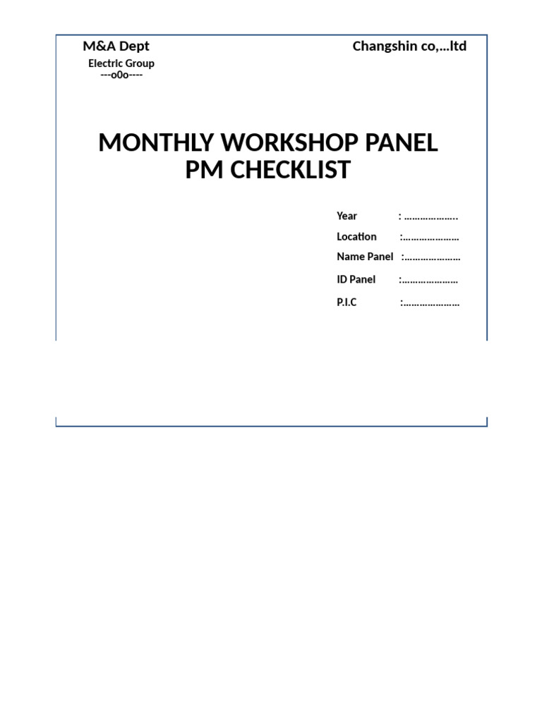 PM - Electric Panel (Workshop) 2014 in | PDF