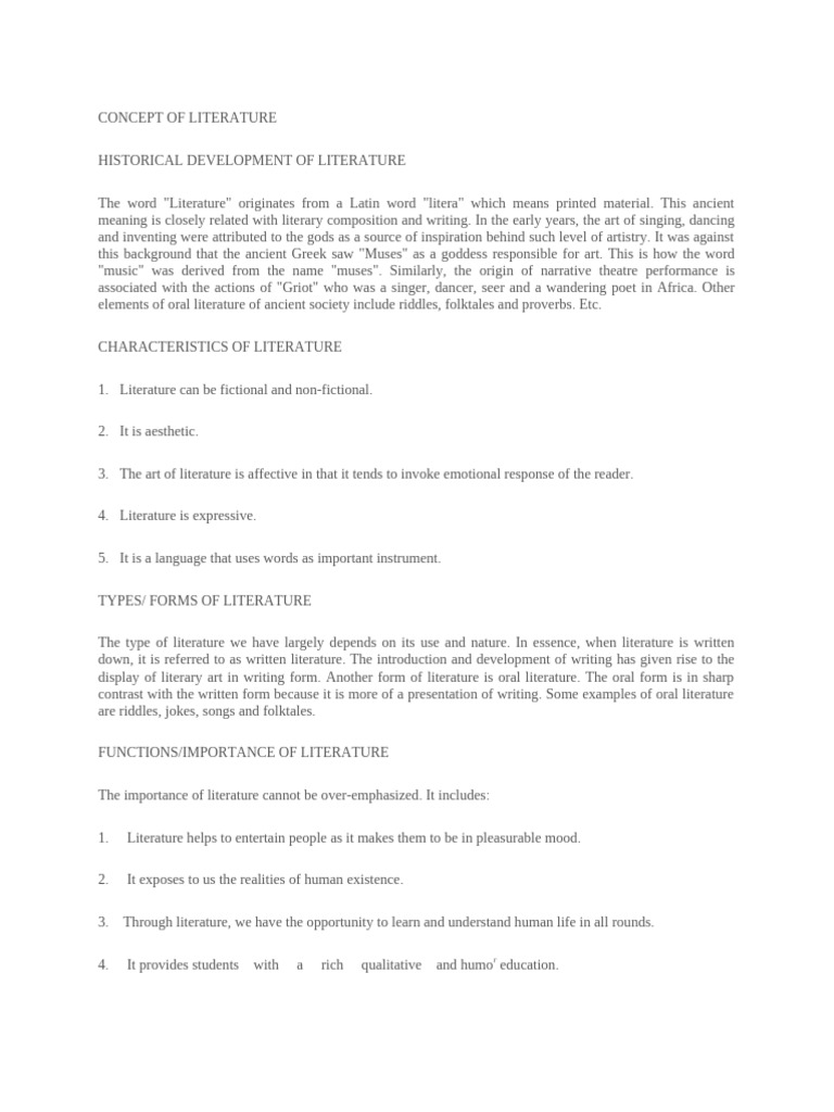 Understanding Literature: Concepts & Types | PDF | Poetry | Communication