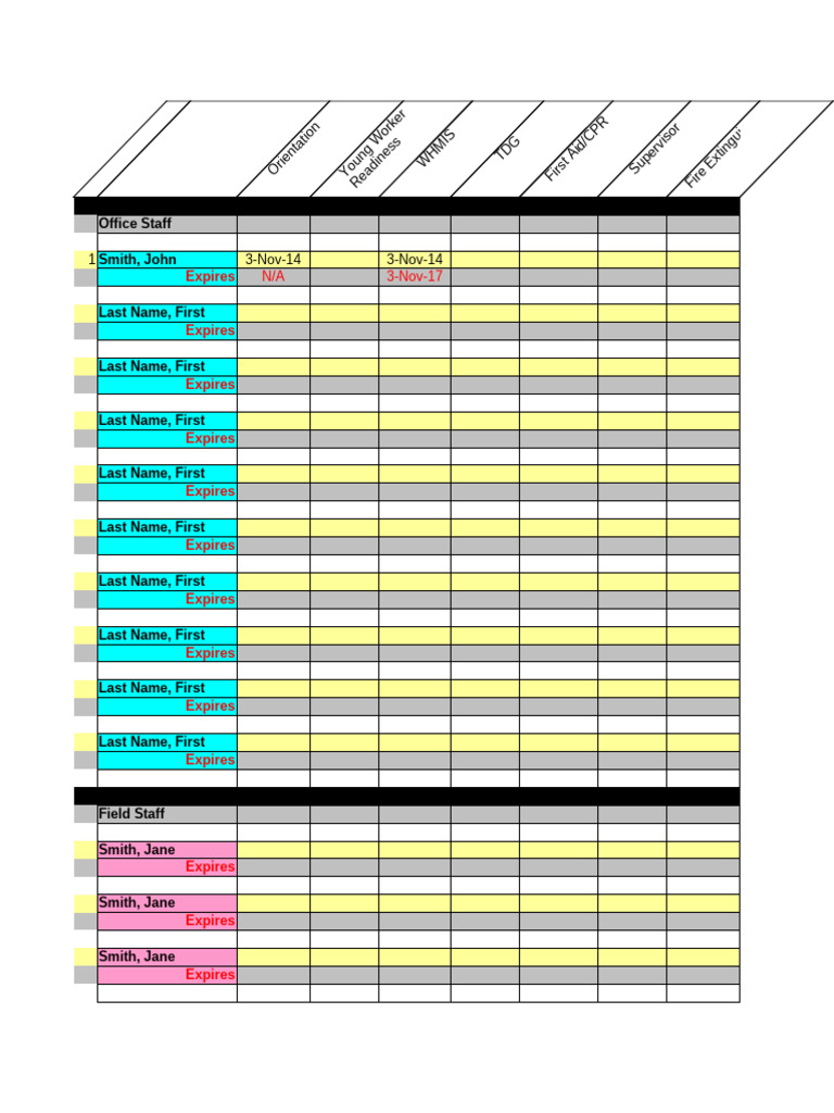 Office Staff Safety Training Records | PDF | National Football League ...
