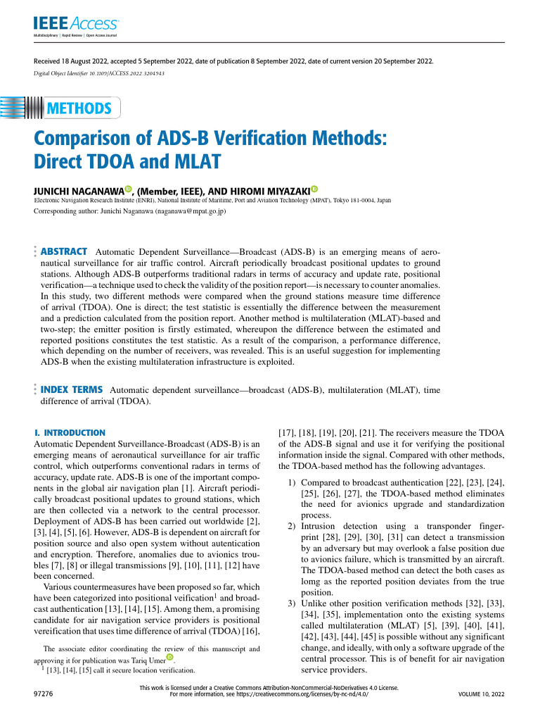 ADS-B Verification: TDOA vs. MLAT Methods | PDF | Chi Squared Distribution