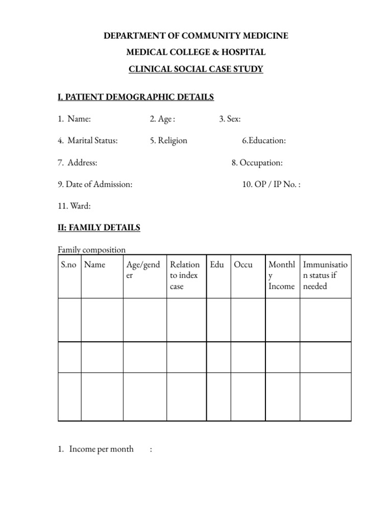 Proforma For Clinical Social Cases Esic | PDF | Pregnancy | Calorie
