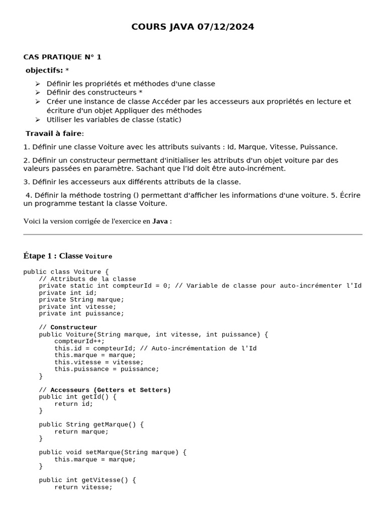 Accesseurs et Polymorphisme en Java | PDF | Java (Langage de ...