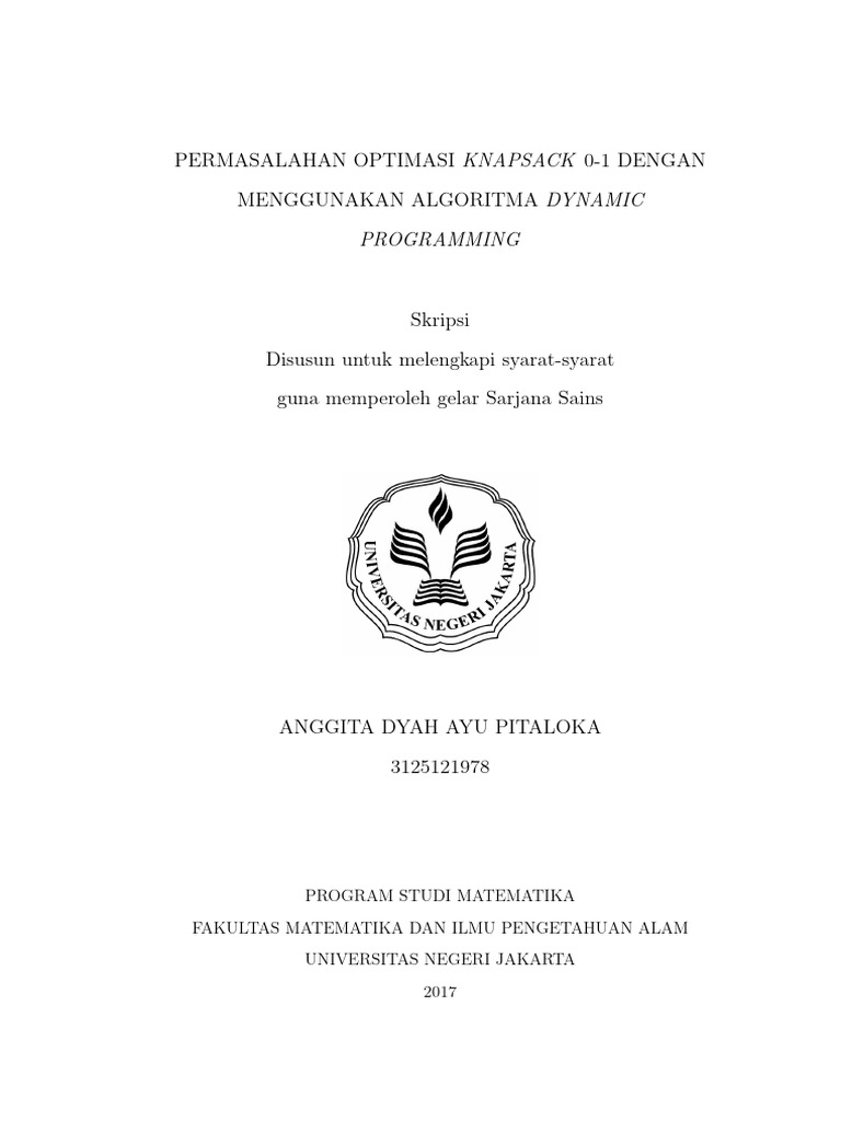 Optimasi Knapsack 0-1 dengan DP | PDF