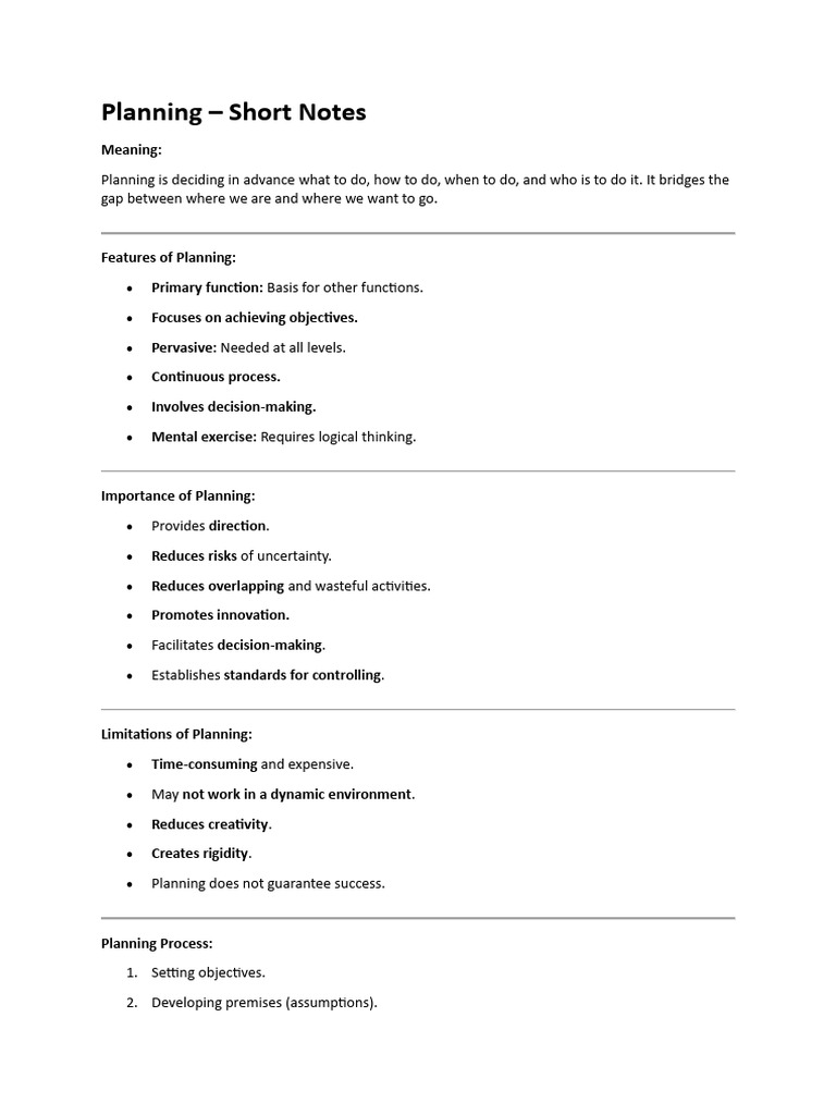Overview of Planning Concepts | PDF