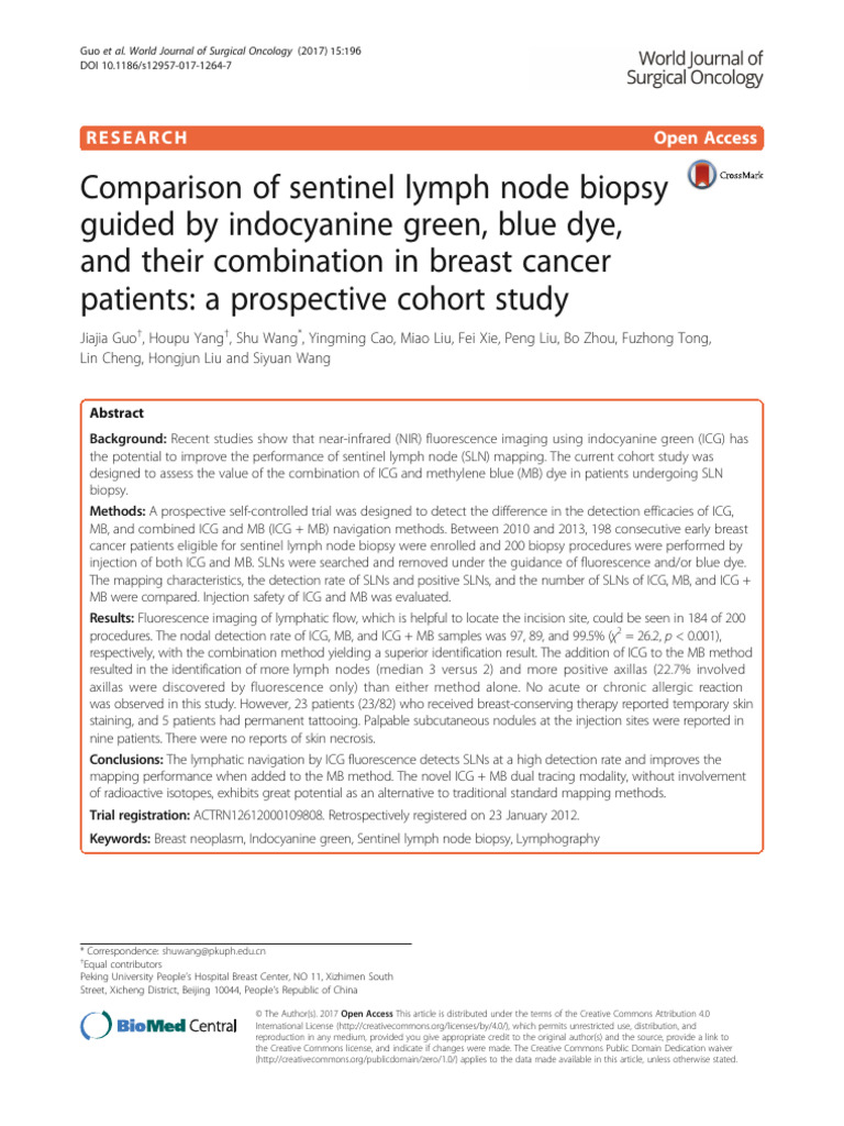 ICG vs. Blue Dye in Sentinel Biopsy | PDF | Medical Specialties ...