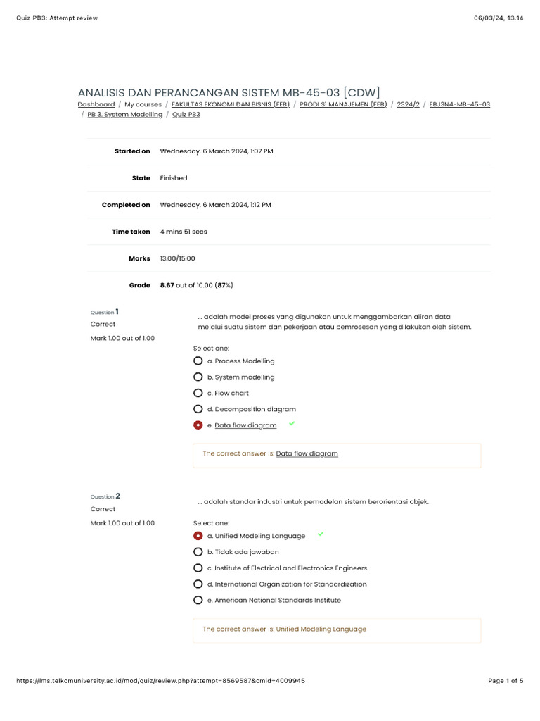 Quiz PB3: Analisis Sistem dan UML | PDF