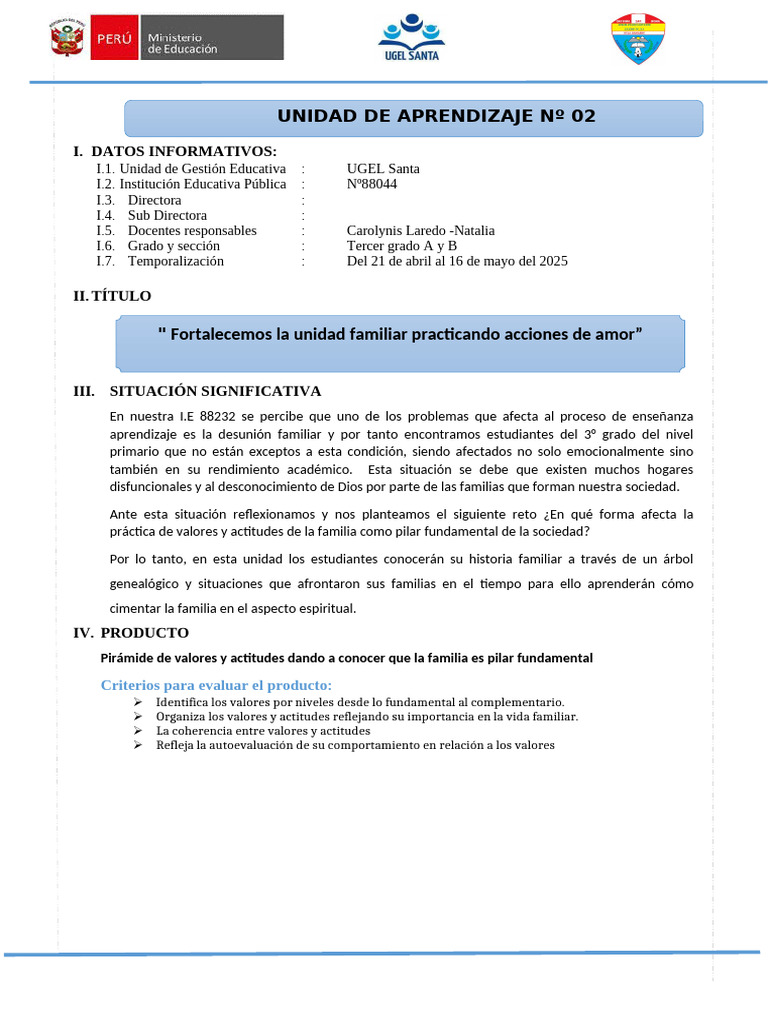 Unidad de Aprendizaje 2 Tercer Grado-Natalia | PDF | Datos | Aprendizaje