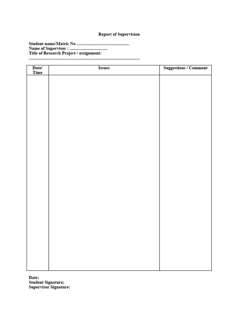Supervision Report Template | PDF