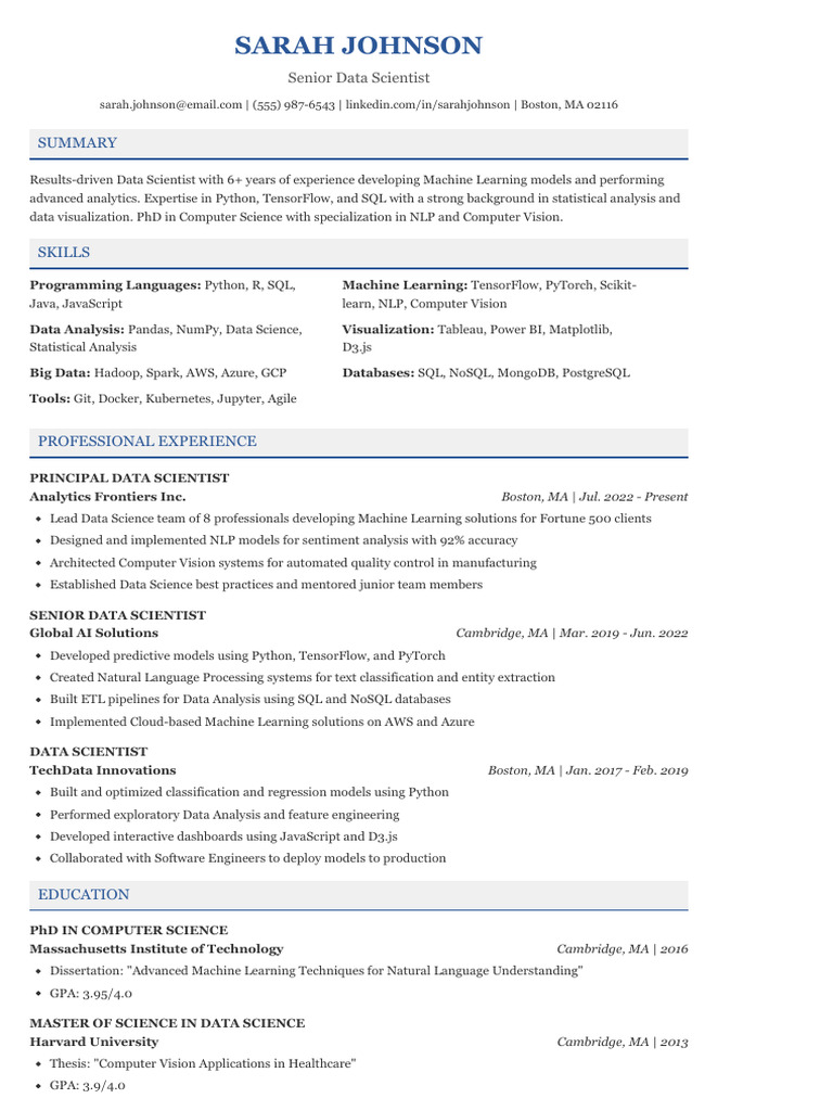 Data Scientist Resume PDF | PDF | Data Science | Machine Learning