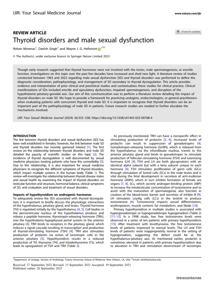 Thyroid Disorders and Male Sexual Dysfunction | PDF | Hypothyroidism ...
