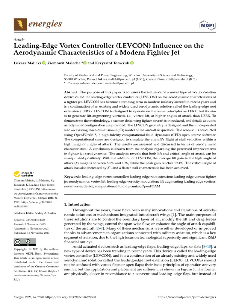 LEVCON Impact on Fighter Jet Aerodynamics | PDF | Lift (Force) | Vortices