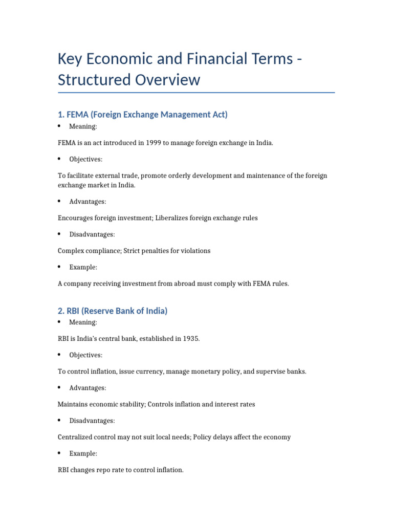 Key Economic Terms Explained | PDF | Reserve Bank Of India | World ...