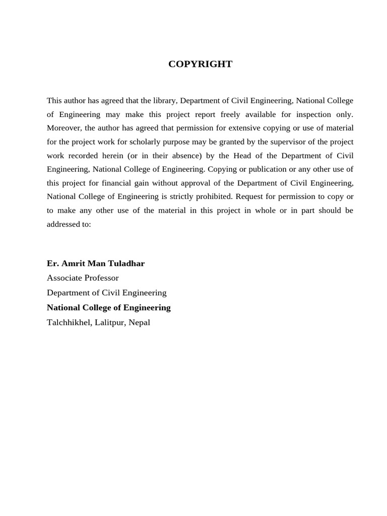 Civil Engineering Project Copyright Policy | PDF
