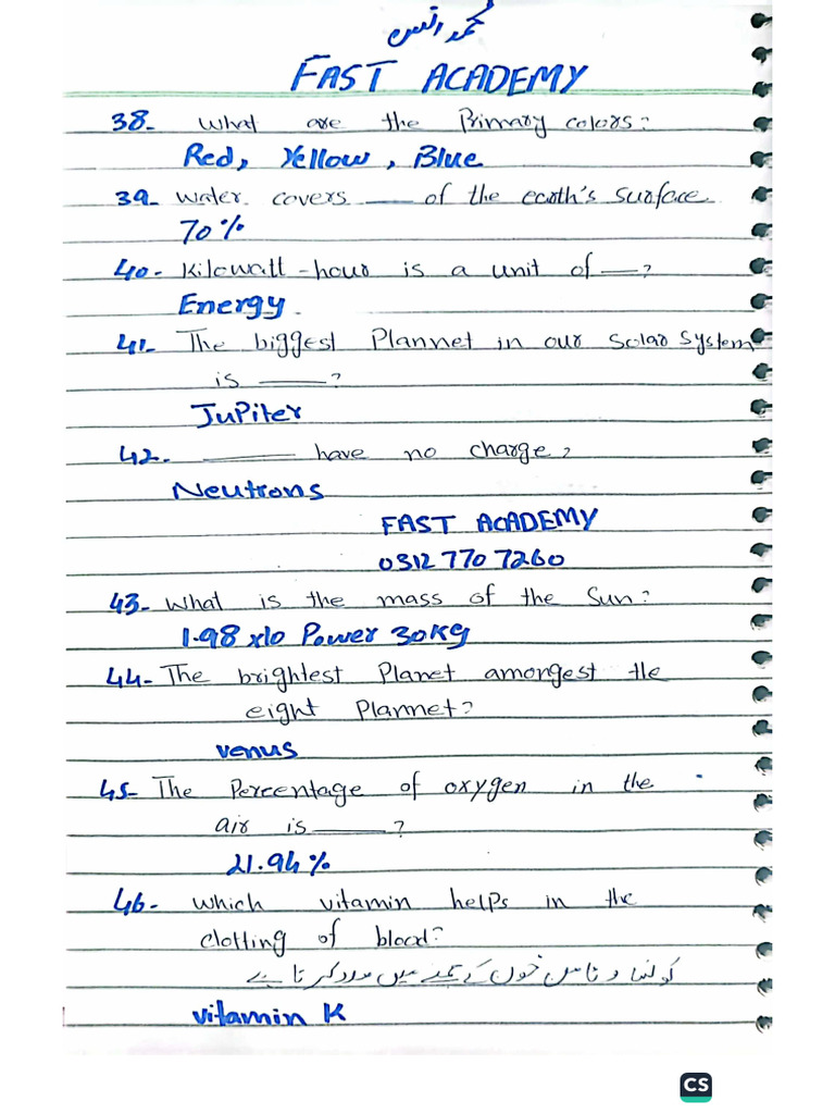 General Science Notes Fast Academy 03127707260 | PDF