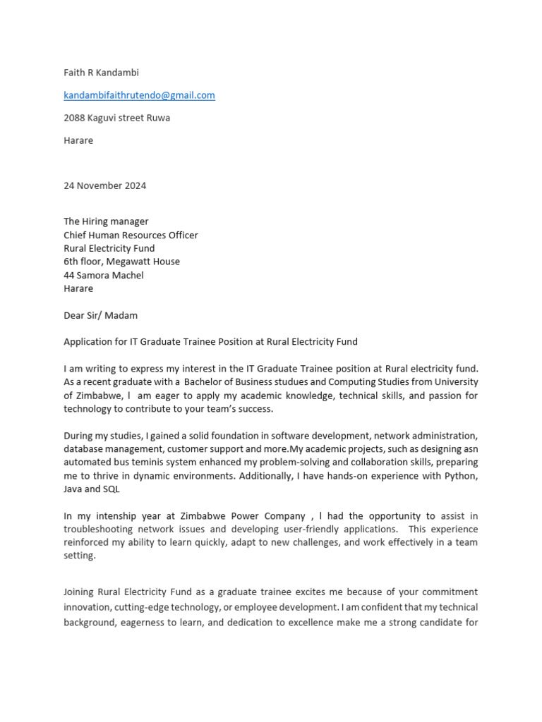 Cover Letter REA | PDF