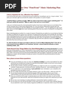 Four Front Music Marketing Plan