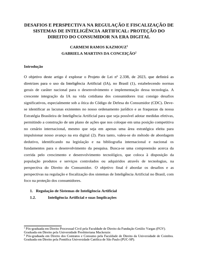 Regulação da Inteligência Artificial no Brasil | PDF | Inteligência ...
