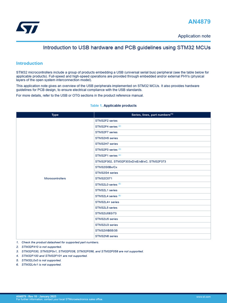USB Guidelines for STM32 Microcontrollers | PDF | Usb | Electrostatic ...