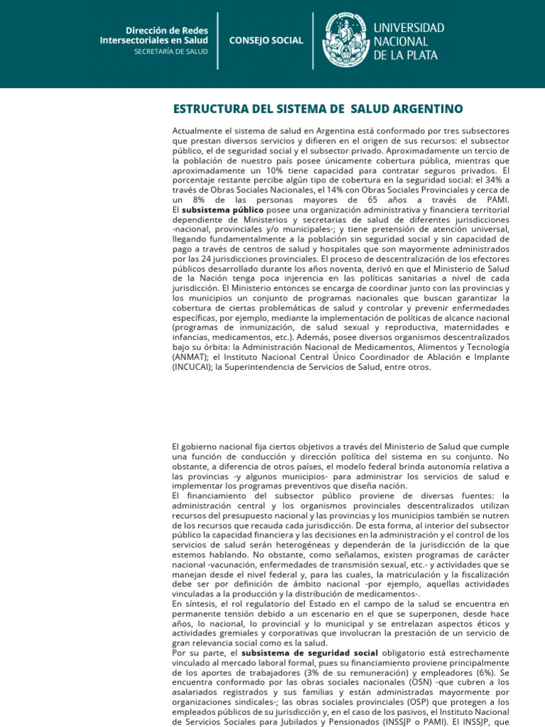 Materia 1 - ESTRUCTURA DEL SISTEMA DE SALUD ARGENTINO | PDF | Hospital ...